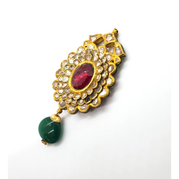 18KT Gold Rose Cut Diamond Pendant - Picture 1 of 6